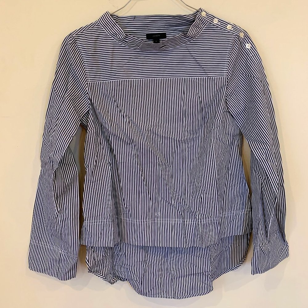 J. Crew Mock-neck Striped Blouse